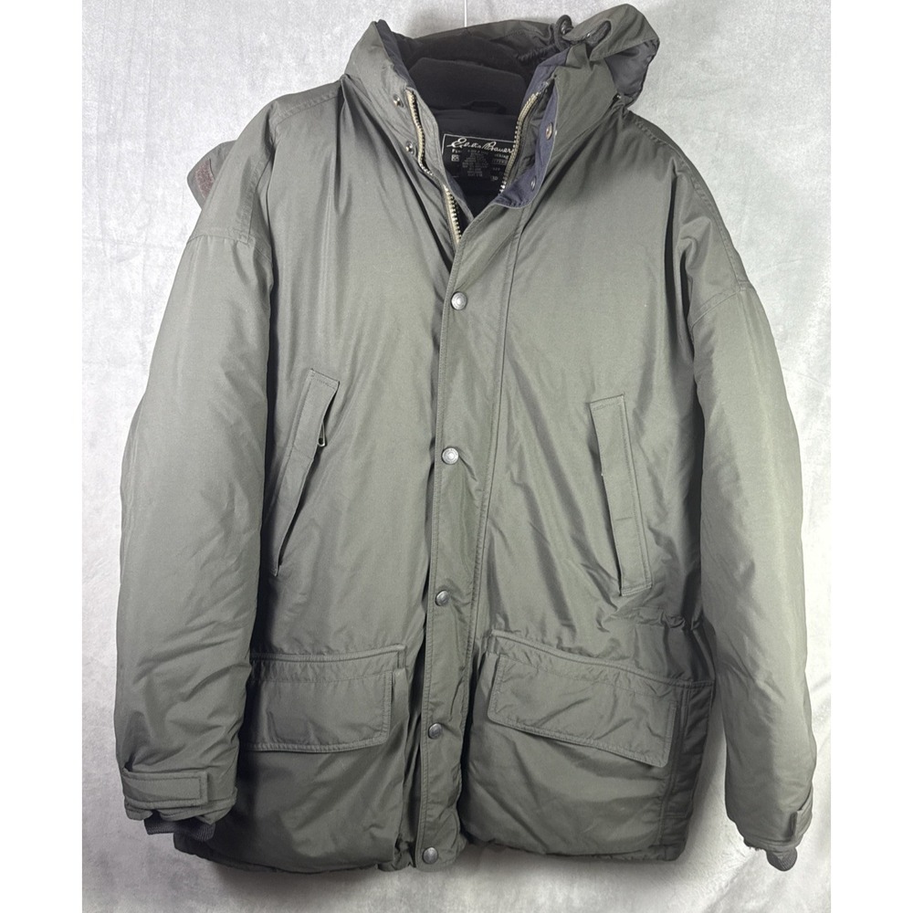 Eddie Bauer Goose Down Polar Parka Jacket‎ Black Men's Size Large Soft Black